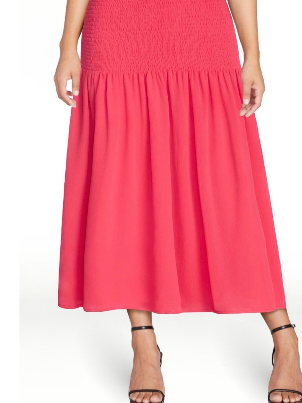 Scoop smocked waist maxi skirt gauze layered boho rosette color - xxl